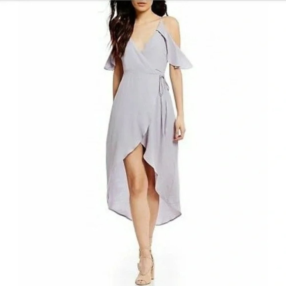 Gianni Bini Piper Cold Shoulder Wrap Dress Purple | Women's XS